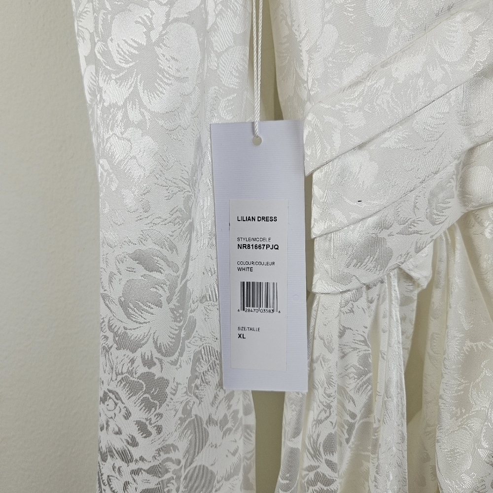 Ronny Kobo Lilian Satin Asymmetrical White Dress Size XL NWT - Picture 5 of 12